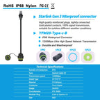 50/100 CM Starlink Ethernet Adapter Gen 3/Mini,Starlink Mini Cable Extension to RJ45 Coupler IP68 Waterproof for Dish and Route