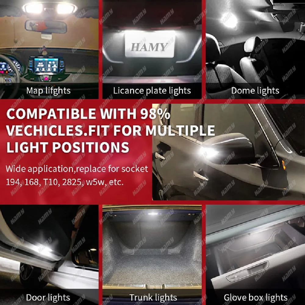 2-20 PCS T10 W5W LED Bulb 12V 1000LM 24V 4014-26SMD 6500K White Car Interior Dome Maps Reading Trunk License Plate Lights CABNSU