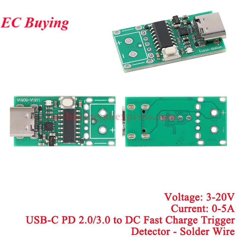 ZY12PDN Type-C USB-C PD2.0 PD3.0 to DC Fast Quick Charger Charging Trigger Polling Decoy Board Module 5V 9V 12V 15V 20V PDC004