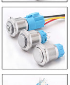 19MM LED Metal Button Switch Stainless Steel 1NO1NC Momentary Latching High Head Lamp Waterproof Button 12V 24V 220V