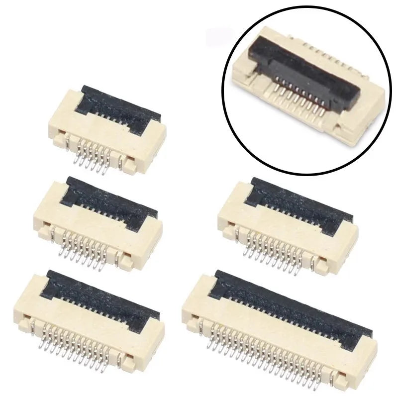 10pcs FPC FFC socket Connector 0.5mm 1mm Pitch Flat Cable Flip bottom connection 4/5/6/8/10/12/14/16/20/22/24/30/34/40/50P