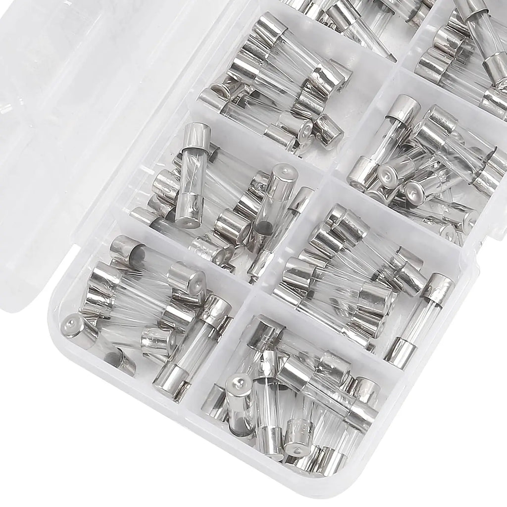 100 Pcs 125V Christmas Light Fuses Kit 5x20mm Max Glass Fuses - 10 Values Set including 0.5A 1A 2.5A 3A 5A 7A 8A 10A 15A 20A