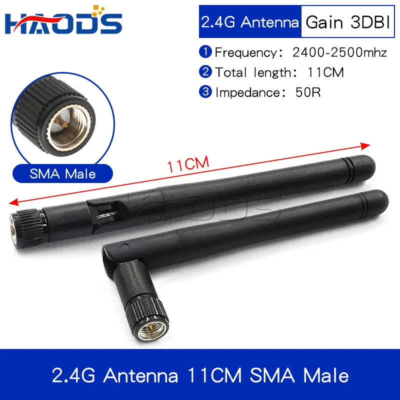 2PCS 2.4G Antenna Fold Glue Stick 3DBI WLAN Router Antenna Wifi Module Signal Enhancement 2400-2500mhz SMA Male Connector 6DBI