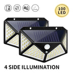 1-4PCS Solar LED Wall Light,100 LED Outdoor Motion Sensor Lights Waterproof Solar Wall Lamp for Garden Fence Yard Pathway Stairs