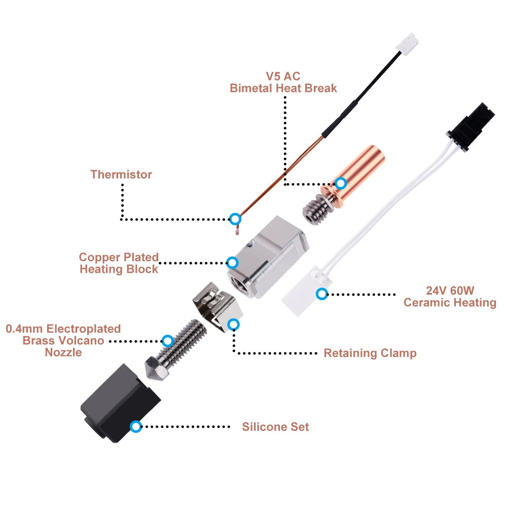 Upgrade Hotend for Anycubic Kobra 2 Thermistor Heater Cartridge 0.4mm Print Head Hot End for Kobra2 Plus/Neo/Pro/Max 3D Printer
