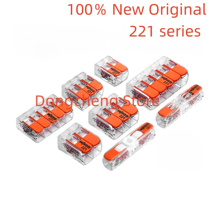 WAGO holes Lever wire connector 221-412 221-413 221-415 221-612 221-613 221-615 Quick Wiring terminal 0.14-4mm²/AWG24-12 2/3/5