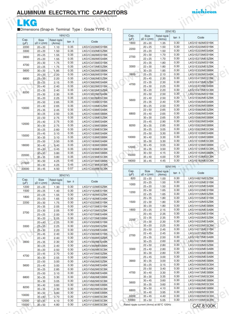 nichicon LKG 25V 35V 50V 63V 100V TYPE Super Through Audio capacitor 1000UF 2200UF 4700UF 6800UF 8200UF 10000UF 12000UF 22000UF