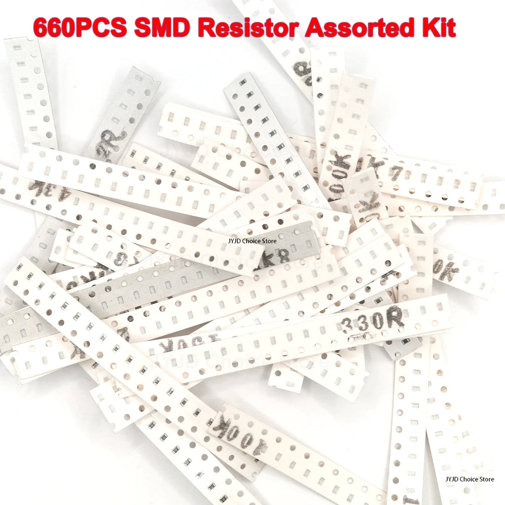 660PCS SMD Resistor Assorted Kit 0603 0805 1206 1% Resistance 1 Ohm to 1M Ohm Chip Resistors for Electronics DIY