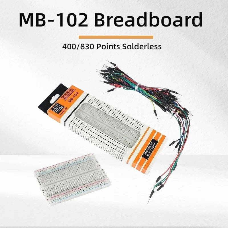 MB-102 Breadboard 400 830 Points Solderless PCB Bread Board Jumper Wire Cable Prototype Board DIY for Arduino Kit