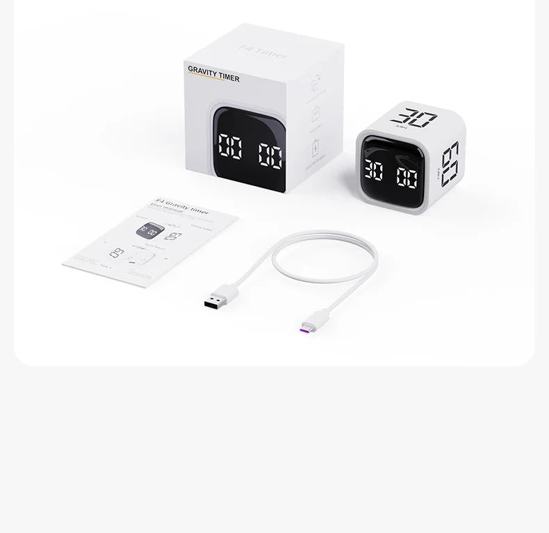 Adjustable Cube Timer - 5/10/30/60 Minute Countdowns, Settings - Pause, Resume, Silent, Vibrate & Sound Alarm for Work, Study