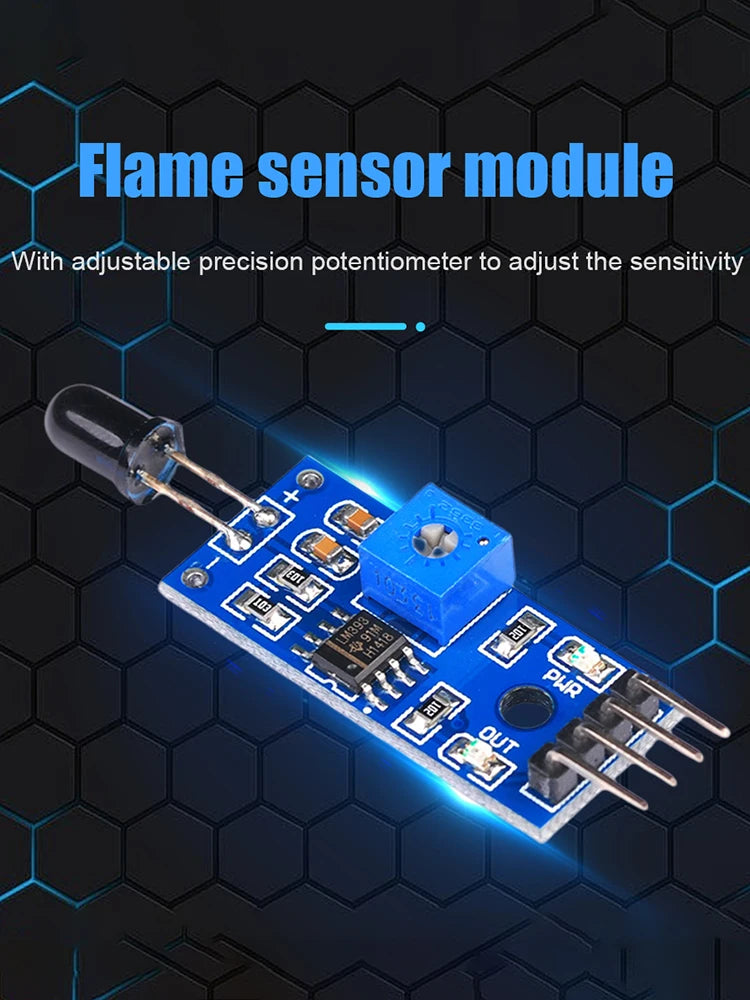 4 Pin IR Flame Detection Sensor Module 3.3V-5V Fire Detector Infrared Receiver Module Sensitivity Adjustable for Arduino DIY Kit