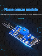 4 Pin IR Flame Detection Sensor Module 3.3V-5V Fire Detector Infrared Receiver Module Sensitivity Adjustable for Arduino DIY Kit