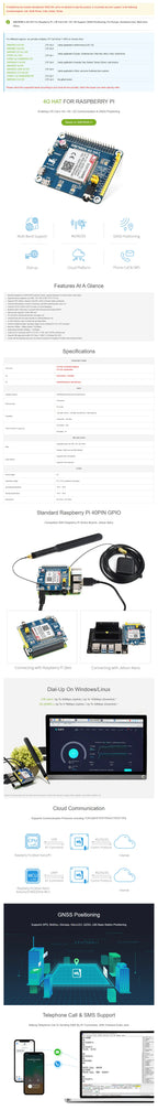 Waveshare SIM7600E-H 4G HAT for Raspberry Pi 5/4B/3B/Zero, Raspberry Pi LTE Cat-4 4G,GNSS,Europe,Southeast Asia,West Asia,Africa