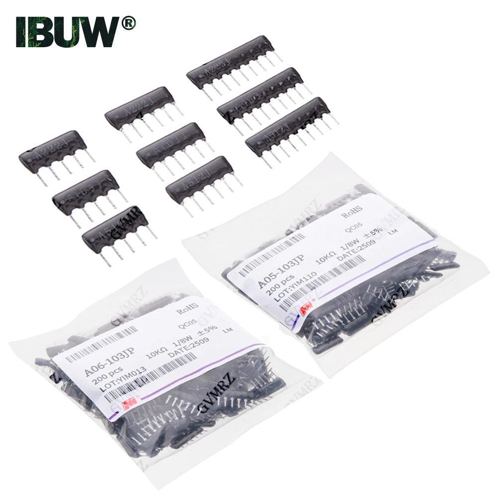 10pcs/200pcs 5PIN 6PIN 9PIN exclusion Network Resistor array DIP 220R 330R 470R 510R 560R 1K 1.5K 2K 2.2K 3K