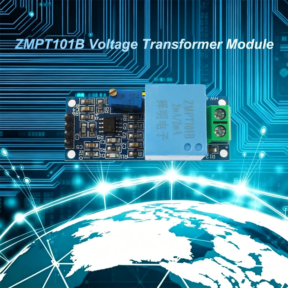 ZMPT101B Unidirectional AC Voltage Sensor Module 0-250V Analog/Digital Output for Single-Phase Transformer & Arduino