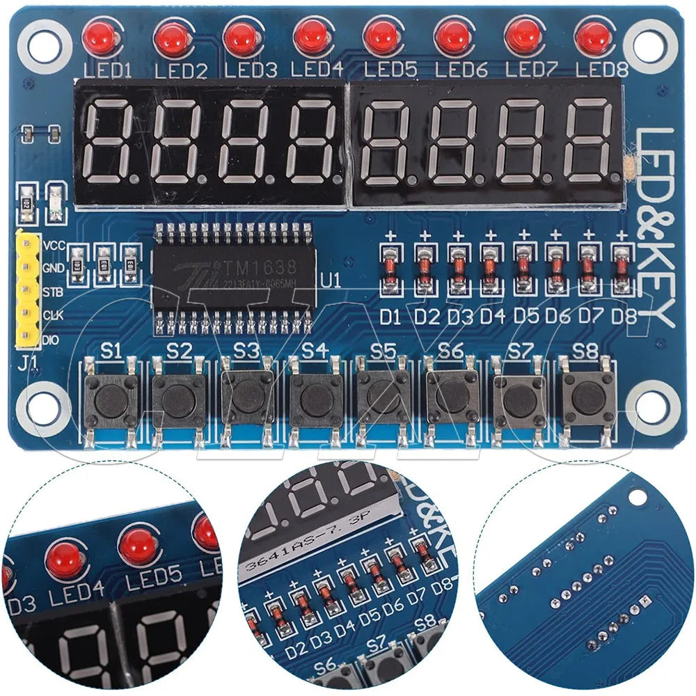 1-10PCS TM1638 Module Key Display For AVR Arduino New 8-Bit Digital LED Tube 8-Bit