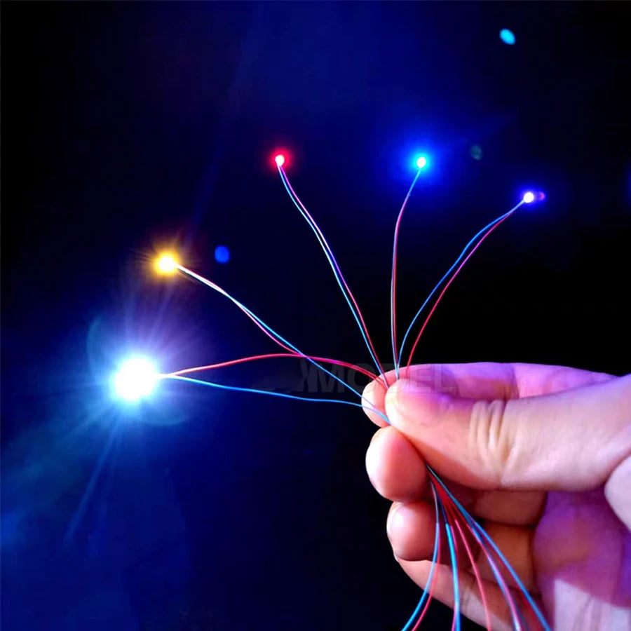 40PCS 3V Miniature Lamp Wired Led SMD 0402 Models Train Pre-Soldered Micro Litz Toys DIY Model Making Lighting Wire Length 30cm