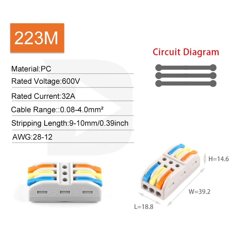 5/10PCS 2/3Ports Electrical Wire Connectors Fast Compact Push-in Terminal Block Wiring Cable Butt Connection Splitter With Lever