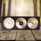 K1KA 3Pcs/Set Barometer Thermometer Hygrometer with Wooden Frame Base