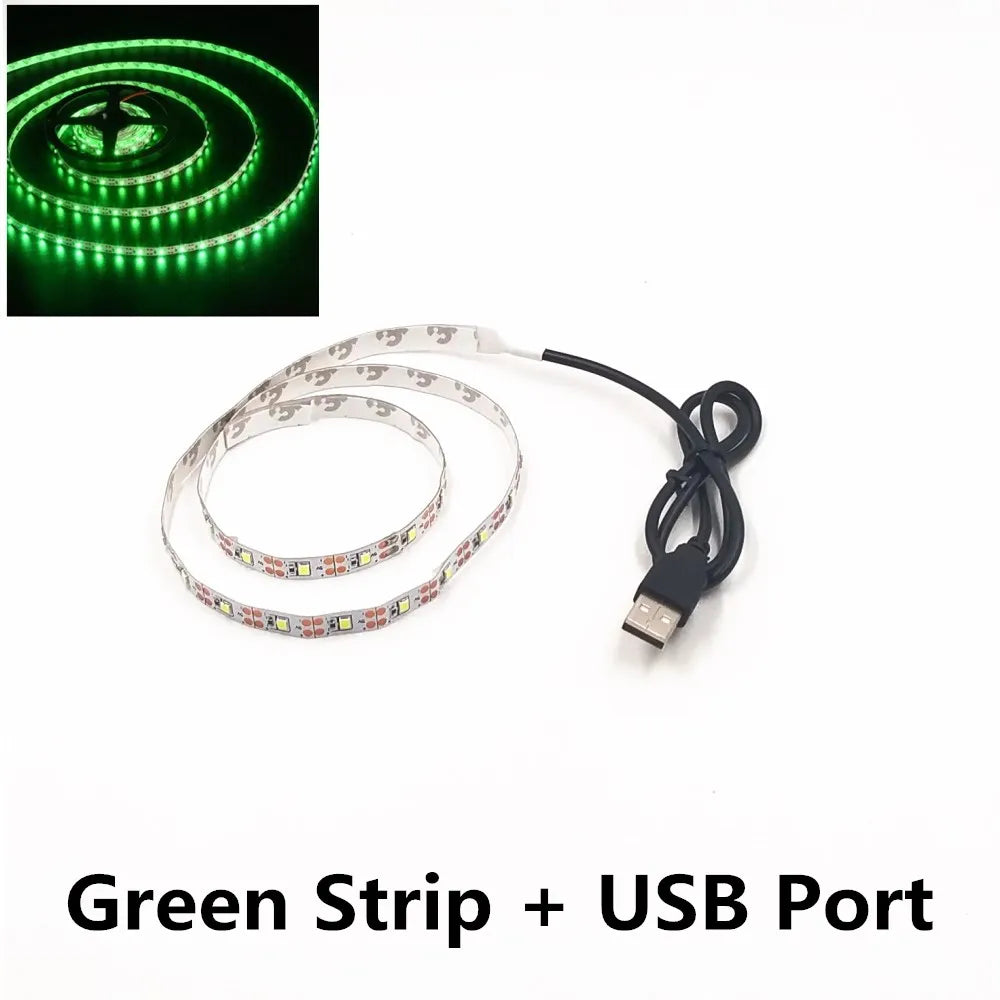 5M USB LED Strip Light 5V 3528 1 Meter 5 Meter Yellow Cool White Pink Green Blue Red SMD Ribbon Ceiling Cabinet Light Waterproof