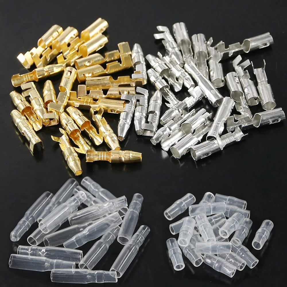 240pcs 3.9mm Brass Male Female Bullet Terminal Wire Connector Blocks with Insulation Sleeves for Car Truck Motorcycle Bike