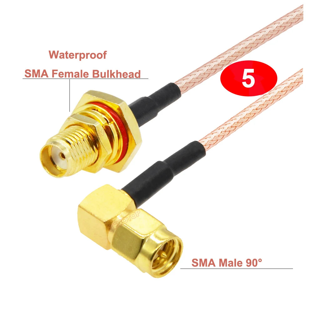 RP-SMA Male to Waterproof SMA Female Bulkhead RG316 Cable 50 Ohm RF Coaxia Pigtail WIFI Router Antenna Extension Cord Jumper