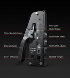 AMPCOM RJ45 Crimper CAT7 Crimping Tool for Pass Through RJ11 RJ45 Connector CAT6 CAT5E Modular Plugs With Wire Stripper Cutter