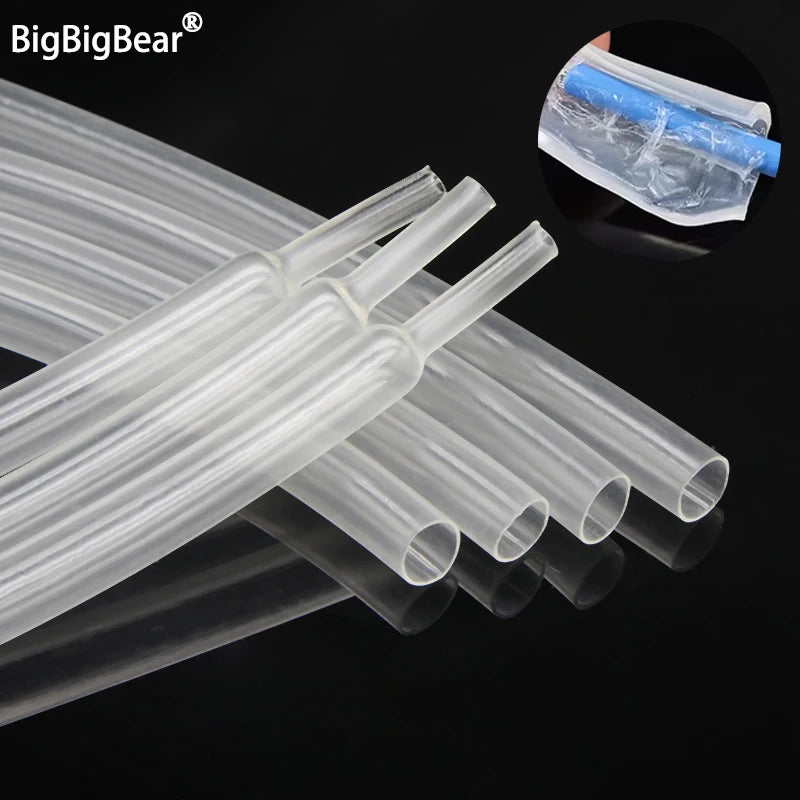 1~10m 3:1 Heat Shrink Tubing With Glue 1.6~ 50mm Transparent Double Wall Adhensive Polyolefin Sleeve Lined Wire Cable Protector