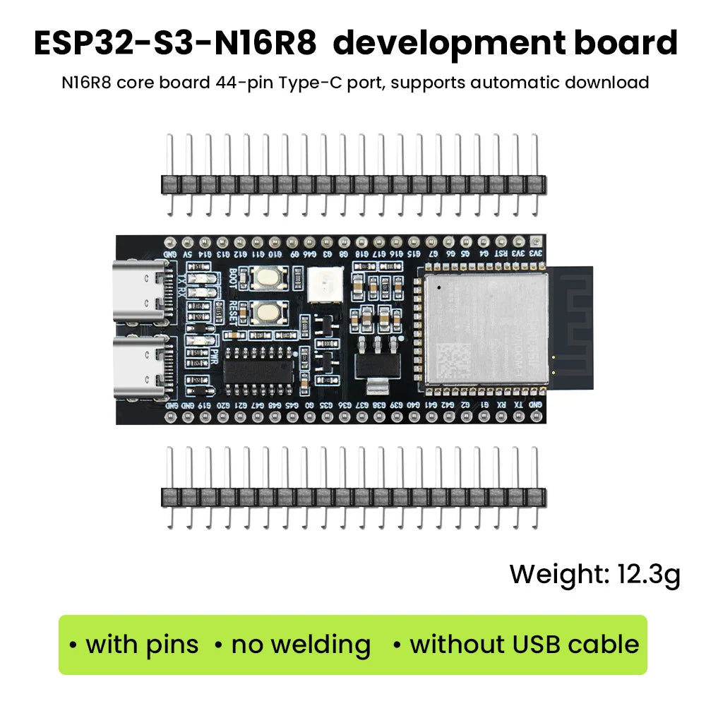 ESP32-S3-DevKitC-1 N16R8 Development Board Two Type C Integrated Wi-Fi&Bluetooth 44Pin Compatible Arduino IDE ESP-IDF Optional