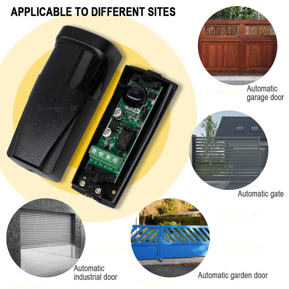 Photocell Automatic Gate Door Safety Sensor Alarm Infrared Beam Sensor Photocell 15m Detect Range 12~24V 3.6V Battery Powered