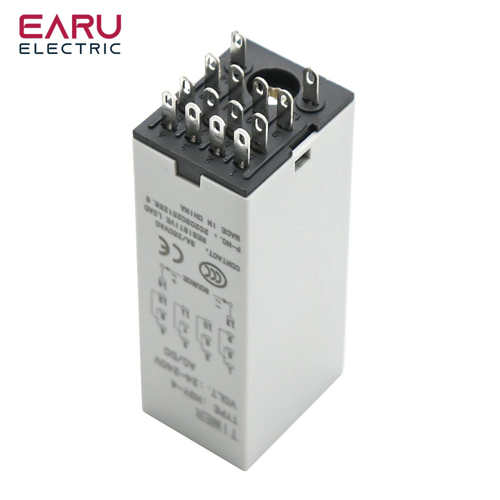 EARU Digital Time Relay 0.1s-990h Multi-Mode Power On Off Delay Cycle Timer AC DC 24-240V 2NO2NC with Base Socket