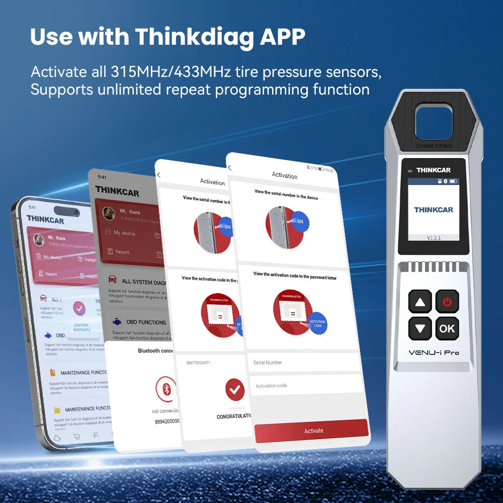 THINKCAR VENU IPRO Tire Pressure Inspection Tool 315MHz/433MHz TPMS Tire Repair Tool Sensor Activation Diagnostic Tool For 689BT