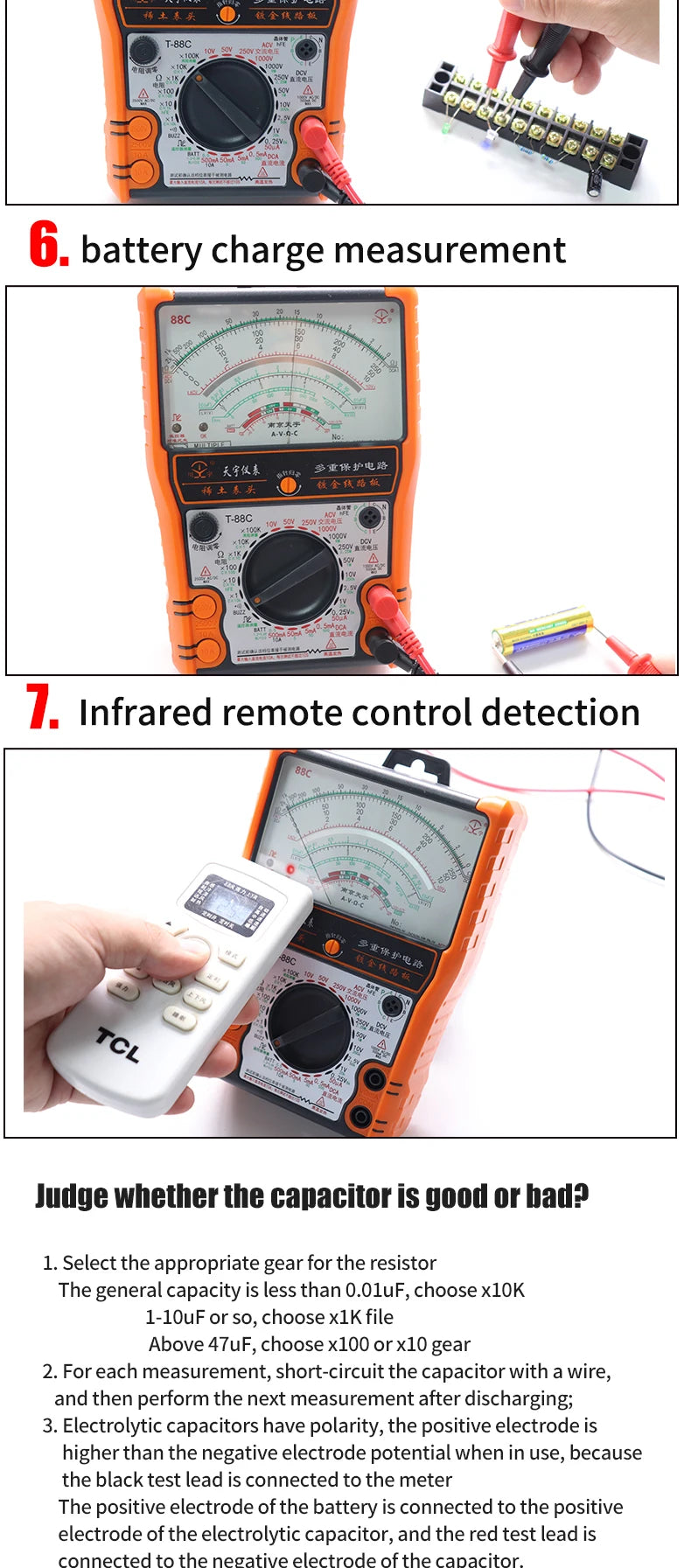 2025New Pointer Multimeter T88A T88B T88C AC/DC 2500V Volt-Ammeter Analog Multimetro Resistor Tester With Coat Electrician Tools