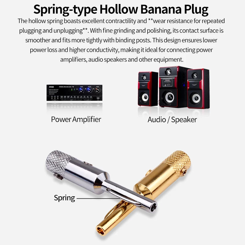 YYTCG- Connector Corrosion resistant banana plugs, audio, video, amplifiers, speakers, cable jacks, 4Pcs