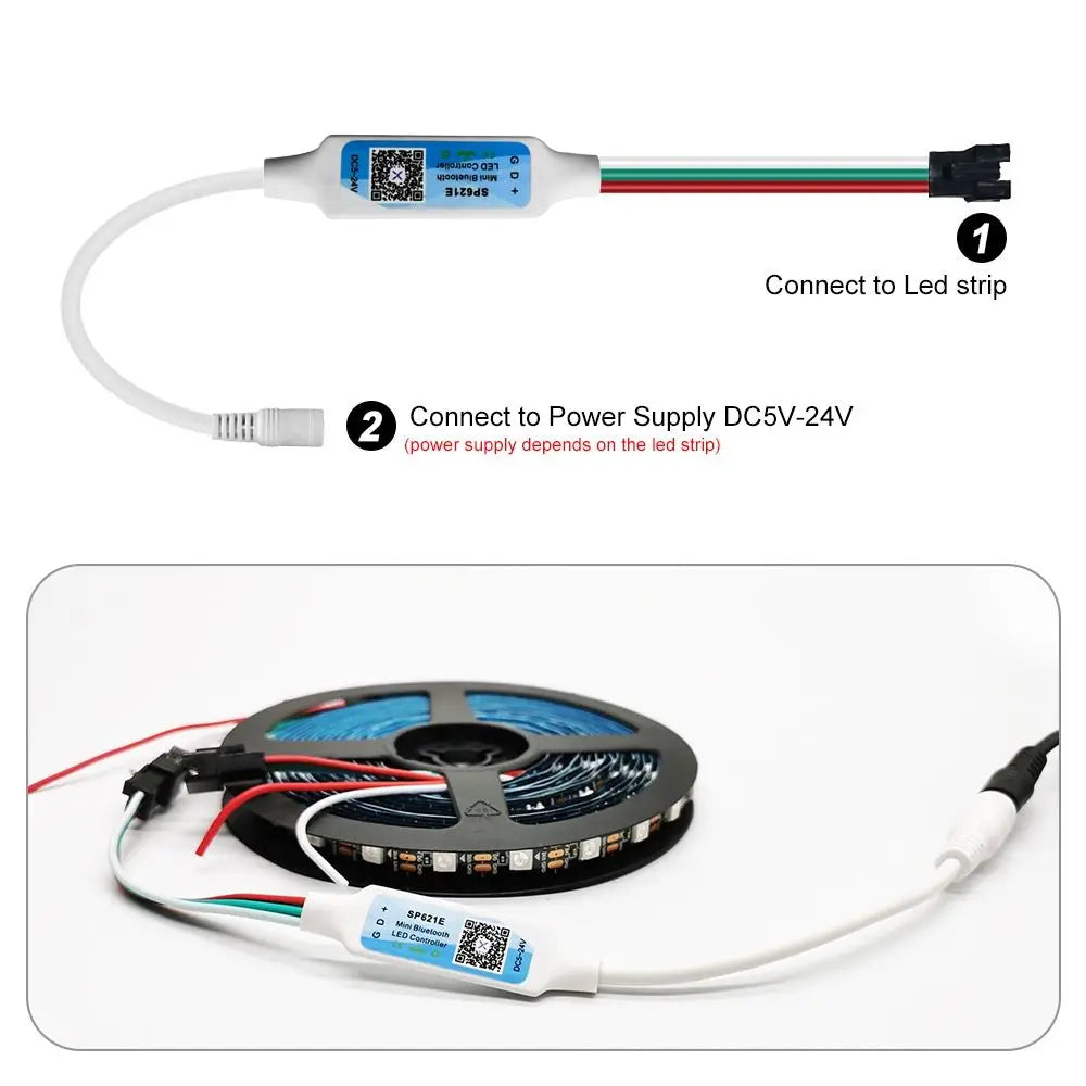 Piexls Music Bluetooth App Controller SP621E Addressable Light Controller DC5-24V 3 PIN for WS2812B WS2811
