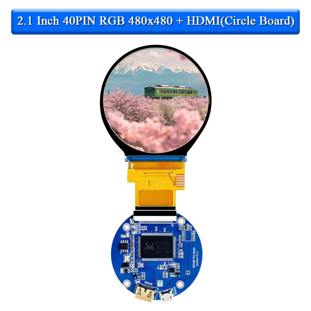 2.1 Inch TFT LED Display Module Round Screen HD IPS 480*480 SPI RGB Interface MIPI HDMI Driver ST7701S Capacitive Touch Screen