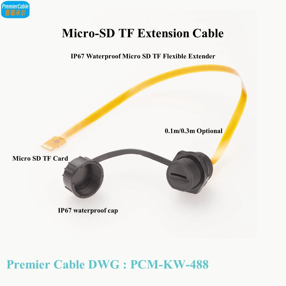 IP67 Waterproof Micro-SD Extension Cable Micro SD TF Card Flex Extender FPC Cable Outdoor Micro SD TF Memory Card Slot