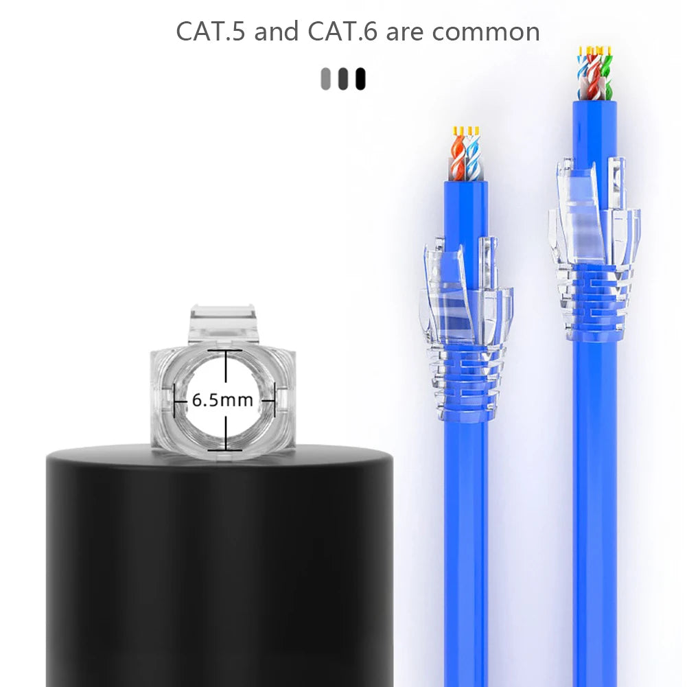 100Pcs/set RJ45 Cat6 Pass-Through Connector and Strain Relief Boot Pack, Various Colors for Crimping Modular Plugs