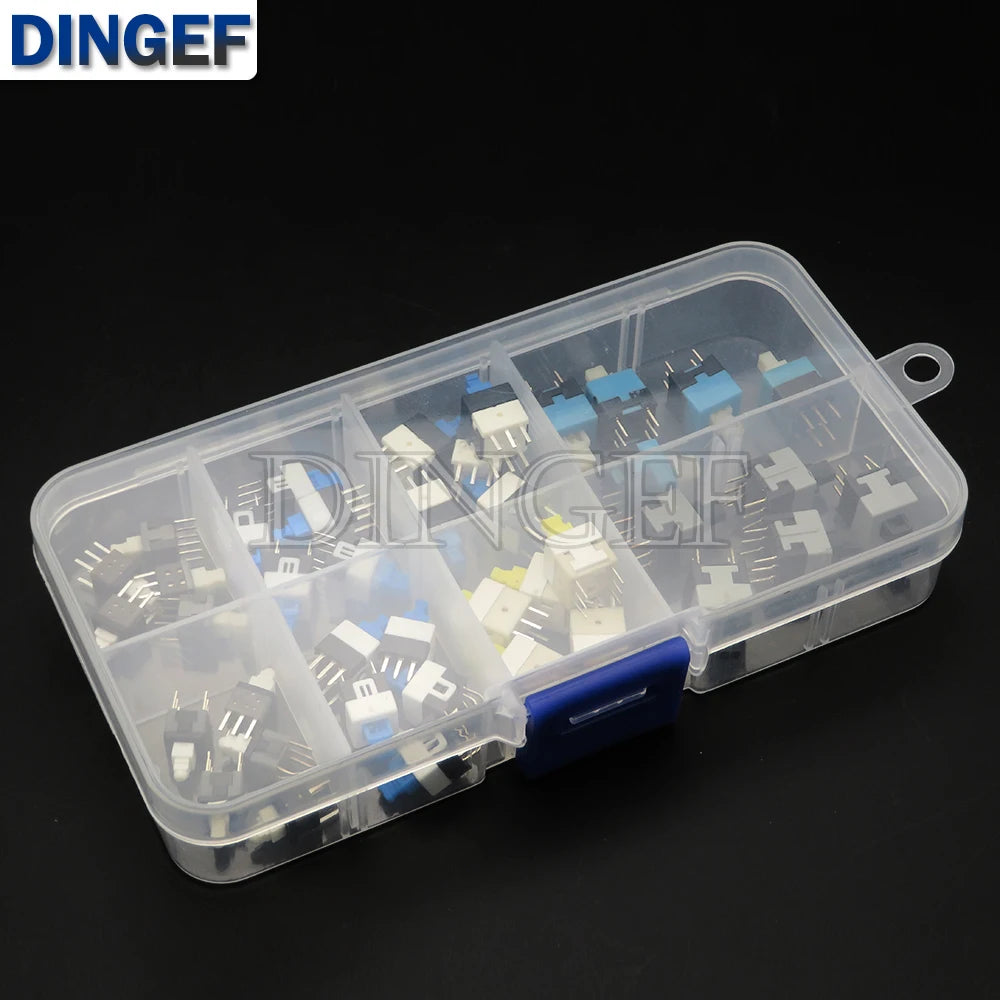 40PCS/LOT 5.8x5.8 7x7 8x8 8.5x8.5mm Self-Locking/Unlocked Push Tactile Power Micro Switch Kit 6 Pin Button Switches Each 5PCS
