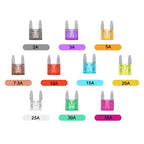 100/50/10pcs Small Mini Car Blade Fuses Zinc Auto Fuse Assortment Electric Fuse Set 2A 3A 5A 7.5A 10A 15A 20A 25A 30A 35A 40A