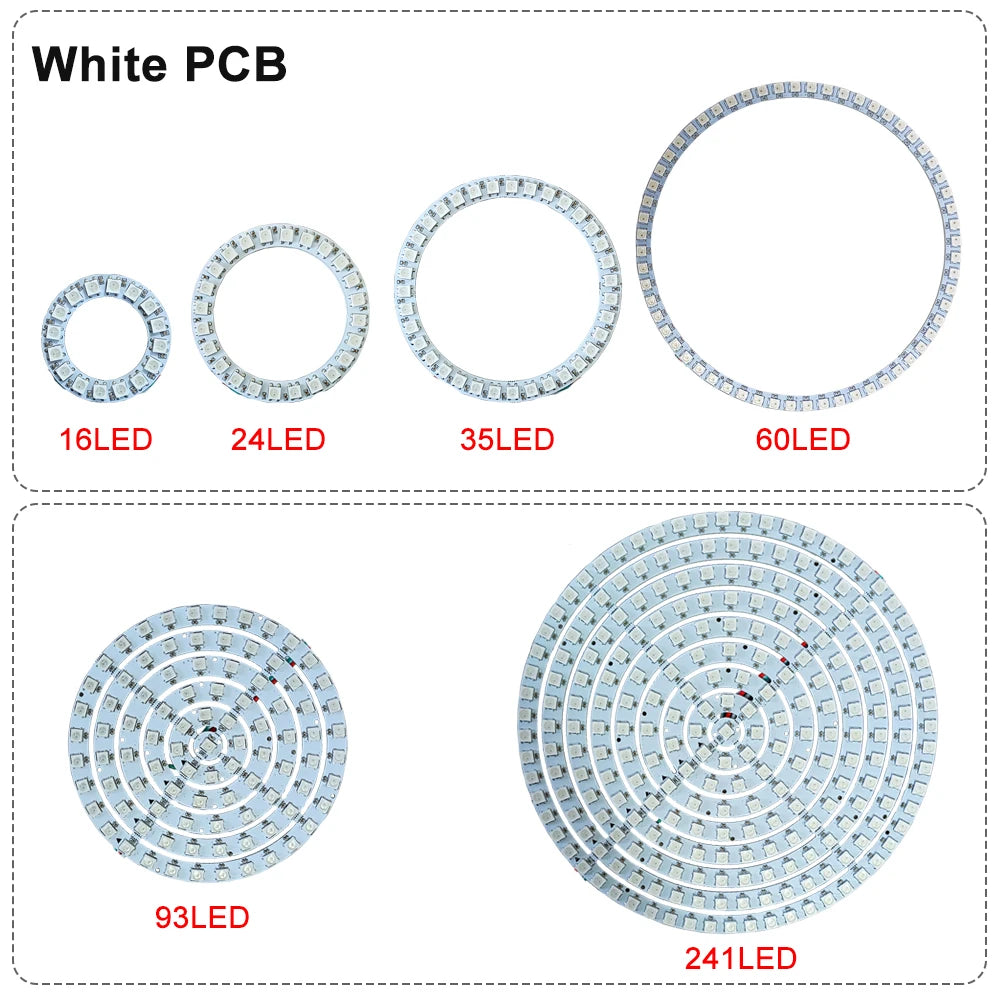 DC5V 12V WS2812B SK6812 Luces Led Ring Smart 5050 RGB BuiIt-in IC 3Pin Individually Addressable Pixel Round Modules Light
