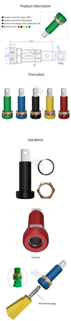 JZDZ 10pcs 4mm Banana Socket Binding Post Nut Banana Plug Jack Electrical Connector Terminal Test Hole DIY Parts Tools J.40015
