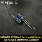 20Pcs/100Pcs SAMWHA 25V100uF 6x11mm WF Series 105°C High Frequency Low Resistance 100uF/25V HIFI Audio Electrolytic Capacitor