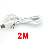 1/3/5PCS USB 2.0 Male Plug 2pin Bare Wire USB Power Cable DIY Pigtail Cable For USB Equipment Installed Replace Repair DIY White