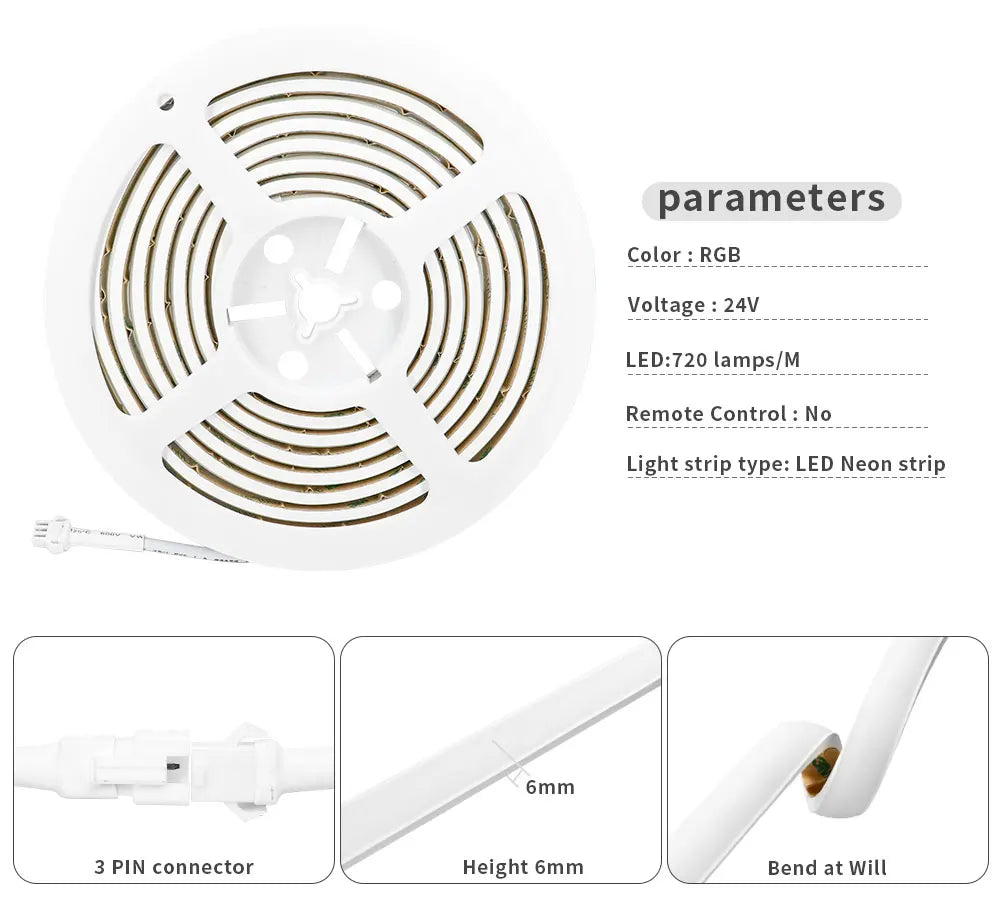 WS2811 FCOB RGBIC Neon LED Strip 720Leds/m Addressable Smart Dream Color Flexible COB LED Light IP68 Waterproof DC12V/24V