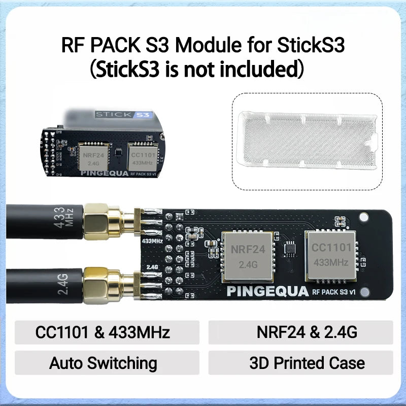 For M5Stack StickS3 Dual-Band Module CC1101 433MHz + NRF24L01 Expansion with Bruce Firmware IoT Development PINGEQUA RF Pack S3