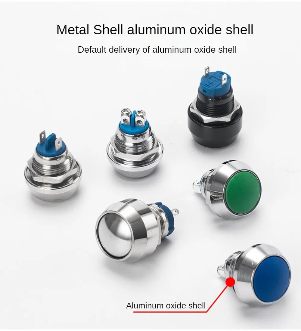 12mm Ball Round Head Metal Push Button Switch Waterproof Reset Self Locking Screw Welding Feet 3A Car Auto Horn Door Bell Swtich