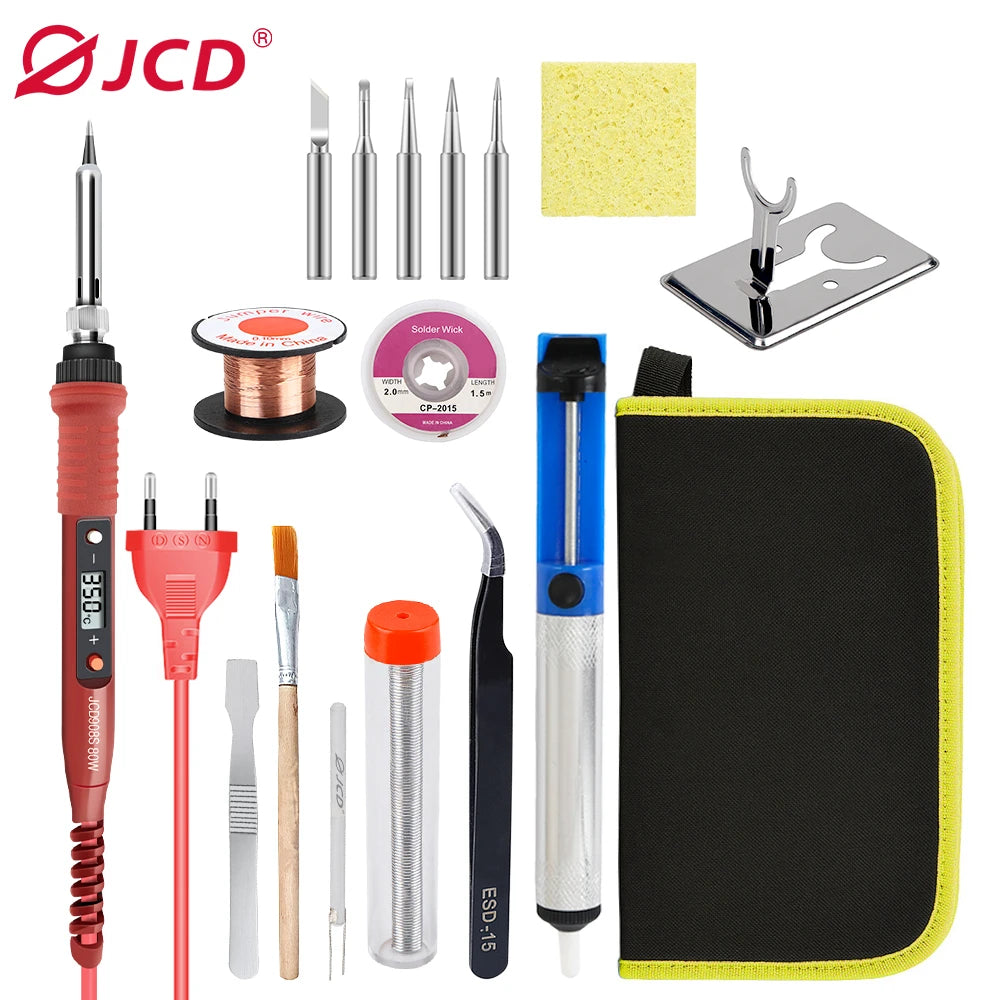 JCD 908S Electric Soldering Iron Kit Set 220V 110V 80W LCD Display Adjustable Temperature Home Handmade DIY Welding Repair Tools