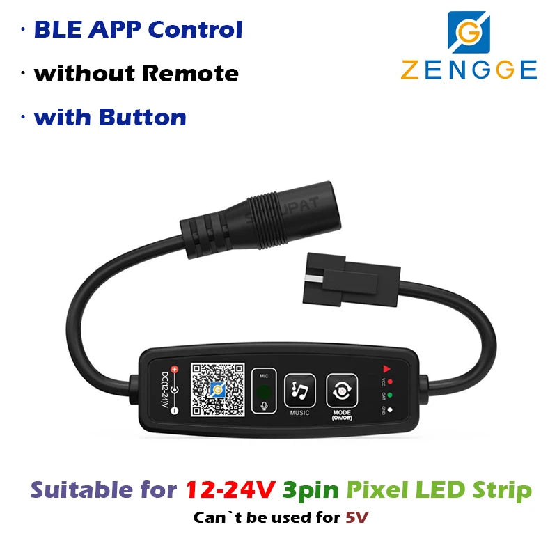 BLE WS2812B Controller BT Music for Pixel LED Strip Light SK6812 WS2811 WS2812 LED Light Strip USB 5V APP Remote Controller