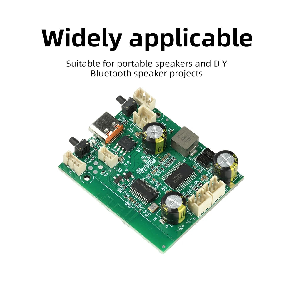DC 5V/3.7V TWS Stereo Bluetooth Power Amplifier Board, 2×10W Dual-Channel Adjustable and Rechargeable Power Amplifier Board